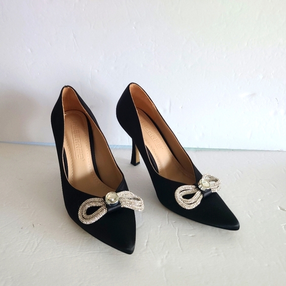 LescarpeElegant Black Heels with Bow Accent size 7 - Picture 1 of 6